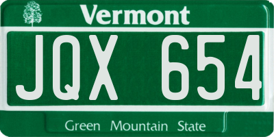 VT license plate JQX654