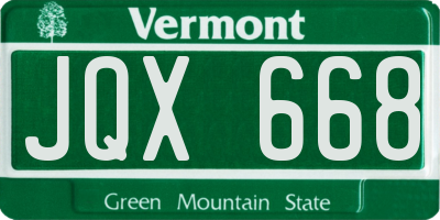 VT license plate JQX668