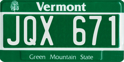 VT license plate JQX671