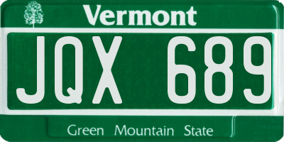 VT license plate JQX689