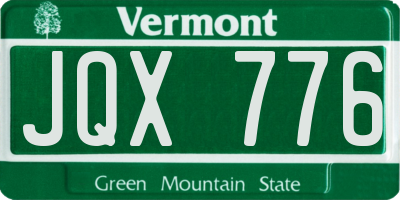 VT license plate JQX776
