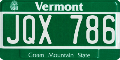 VT license plate JQX786
