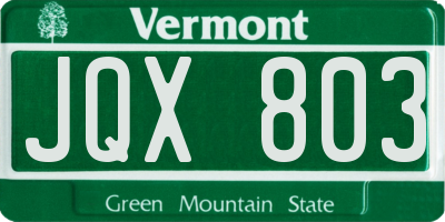 VT license plate JQX803