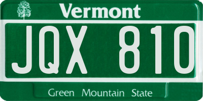 VT license plate JQX810