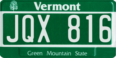 VT license plate JQX816