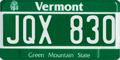 VT license plate JQX830