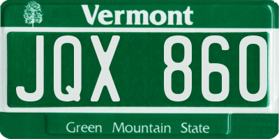 VT license plate JQX860