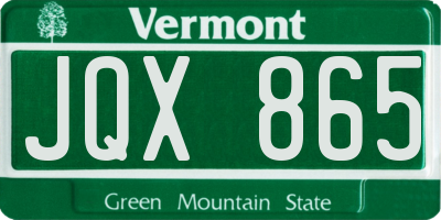 VT license plate JQX865