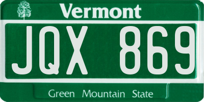 VT license plate JQX869