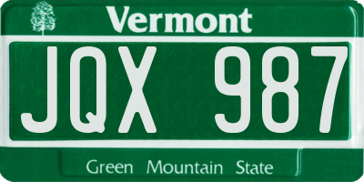VT license plate JQX987