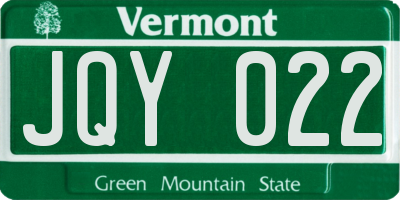 VT license plate JQY022