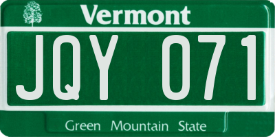 VT license plate JQY071