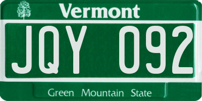 VT license plate JQY092