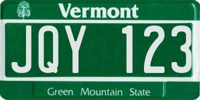 VT license plate JQY123