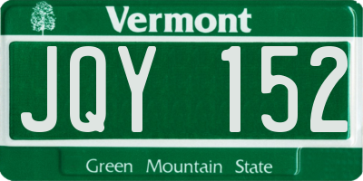 VT license plate JQY152