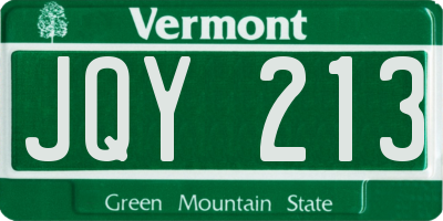 VT license plate JQY213