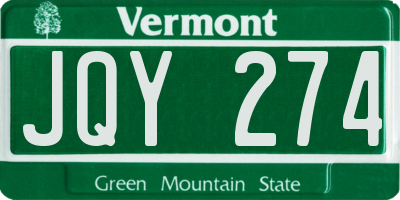 VT license plate JQY274