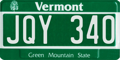 VT license plate JQY340