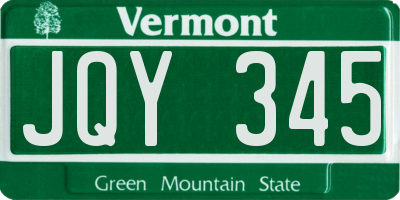 VT license plate JQY345