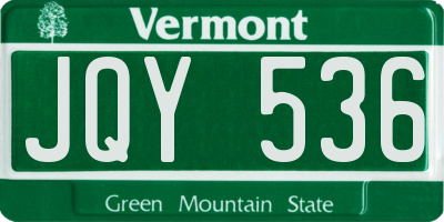 VT license plate JQY536