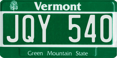VT license plate JQY540