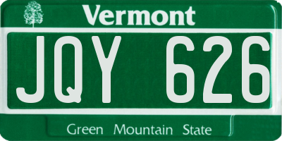 VT license plate JQY626