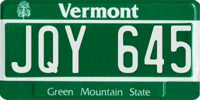 VT license plate JQY645
