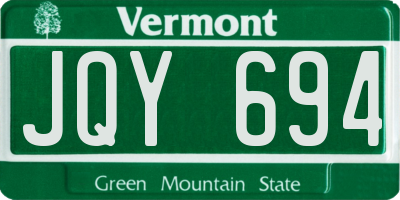 VT license plate JQY694