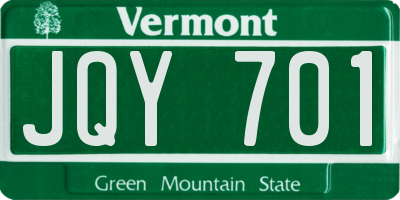 VT license plate JQY701