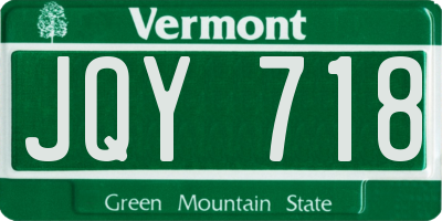 VT license plate JQY718