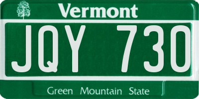 VT license plate JQY730