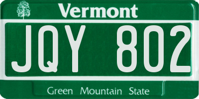 VT license plate JQY802