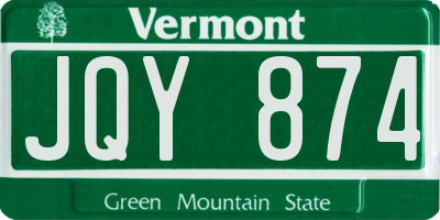 VT license plate JQY874
