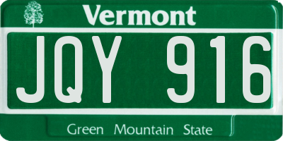 VT license plate JQY916
