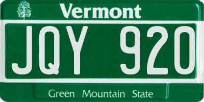 VT license plate JQY920