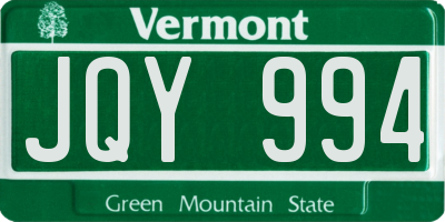 VT license plate JQY994