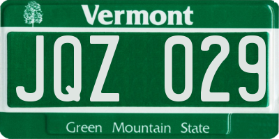 VT license plate JQZ029