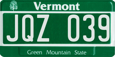 VT license plate JQZ039