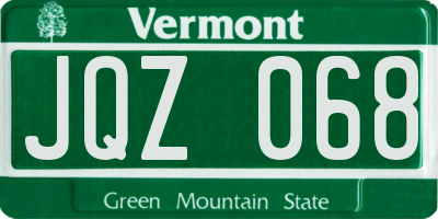 VT license plate JQZ068
