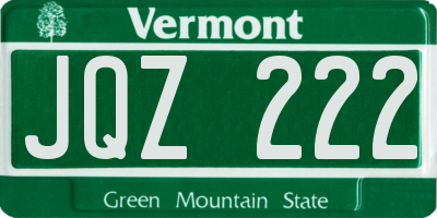 VT license plate JQZ222