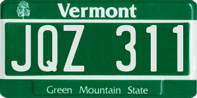 VT license plate JQZ311