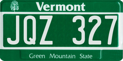 VT license plate JQZ327