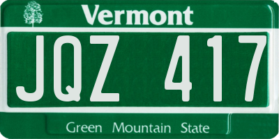 VT license plate JQZ417
