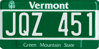 VT license plate JQZ451