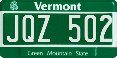 VT license plate JQZ502