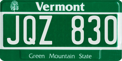 VT license plate JQZ830