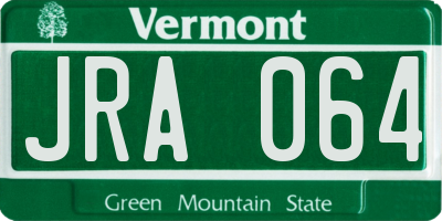 VT license plate JRA064