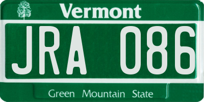 VT license plate JRA086