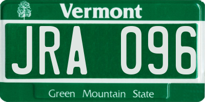 VT license plate JRA096