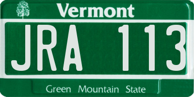 VT license plate JRA113